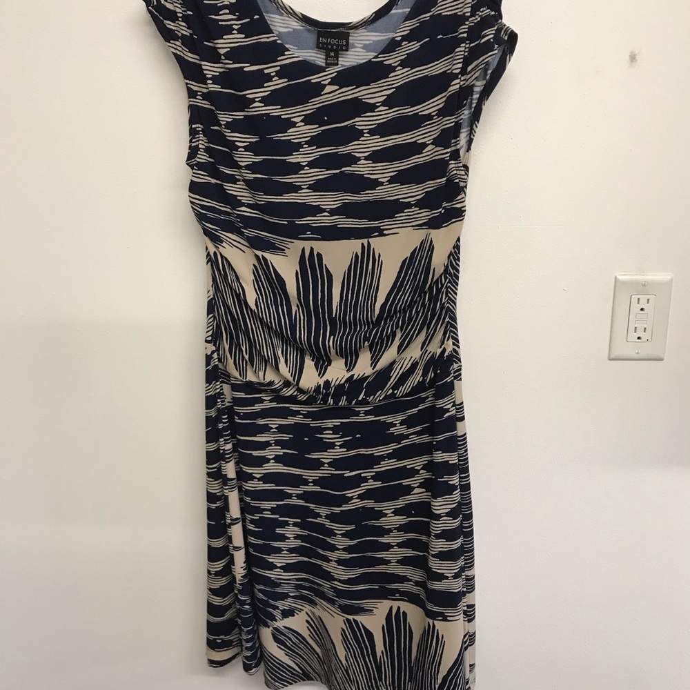 Enfocus Studio Midi Dress Navy Tan Size M
